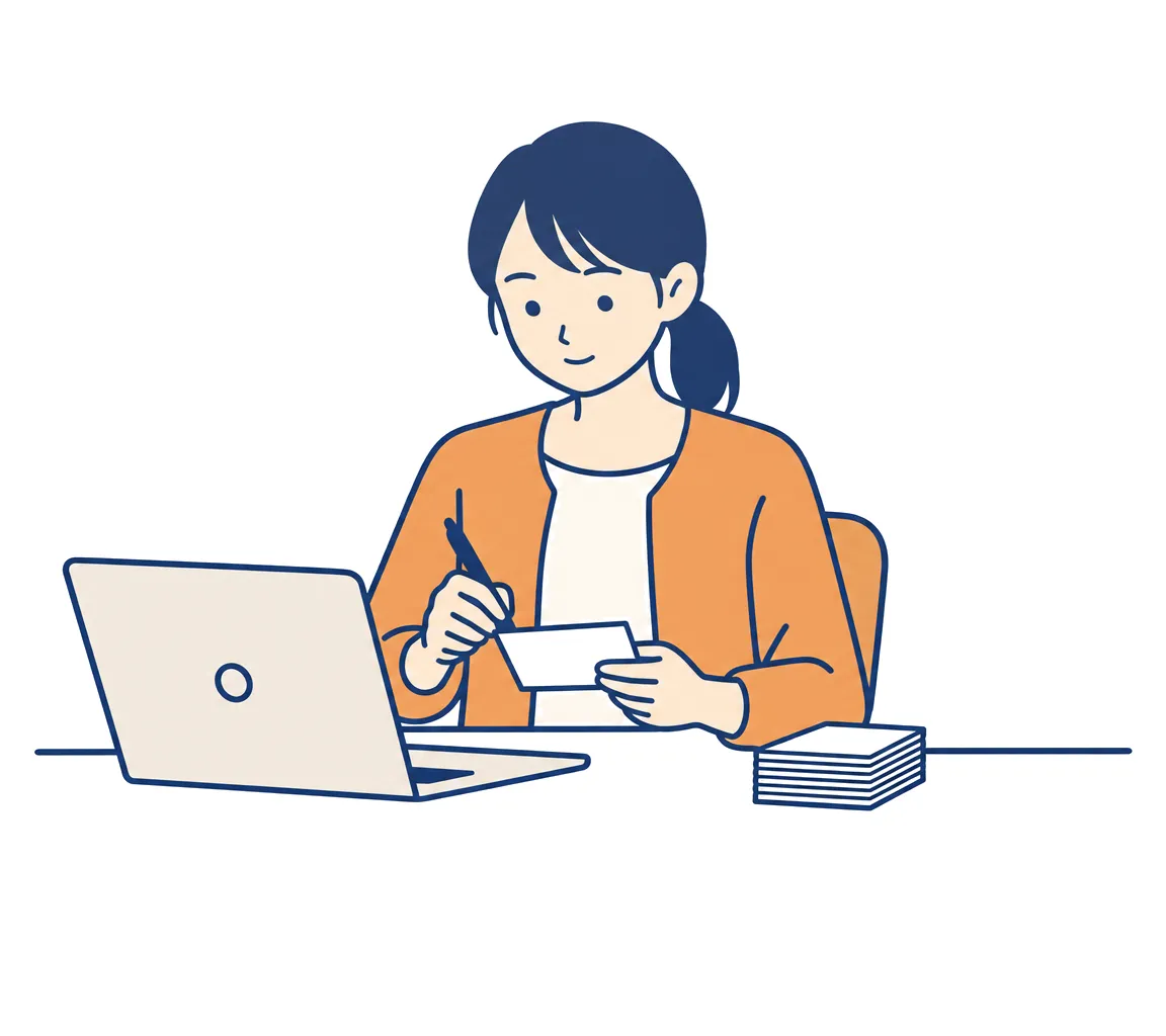 送った返信をもとに、FAQを1件ずつカードにまとめている担当者